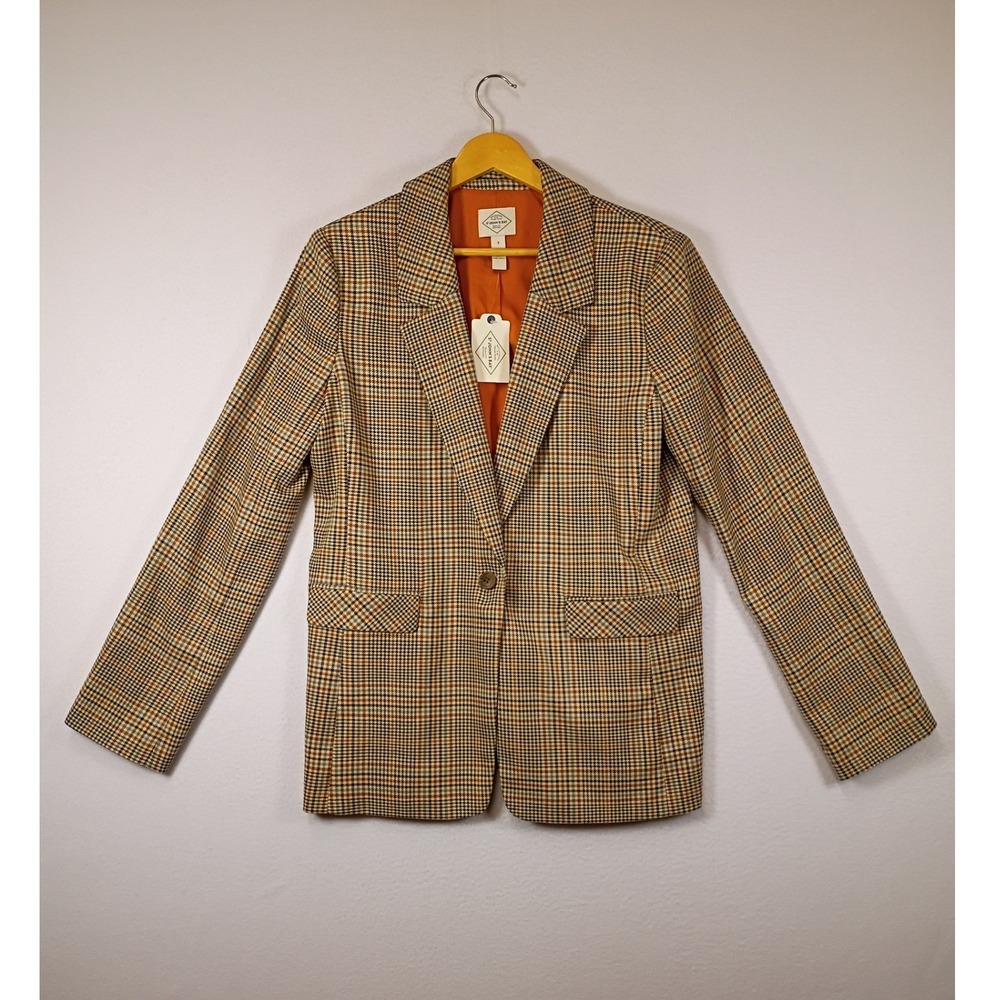 Dark Academia St. Johns Bay Womens Small Plaid Single Button Tailored Blazer NWT